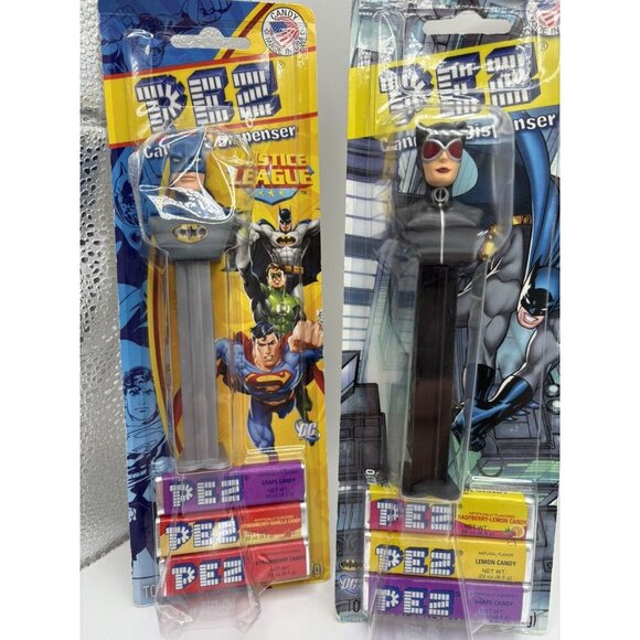 DC Comics Justice League Batman and Cat Woman PEZ Dispensers NIP - Picture 1 of 3